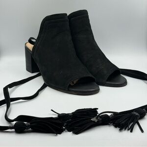 Sam Edelman Sampson Black Laced Up Open Toe Shooties Size 8
